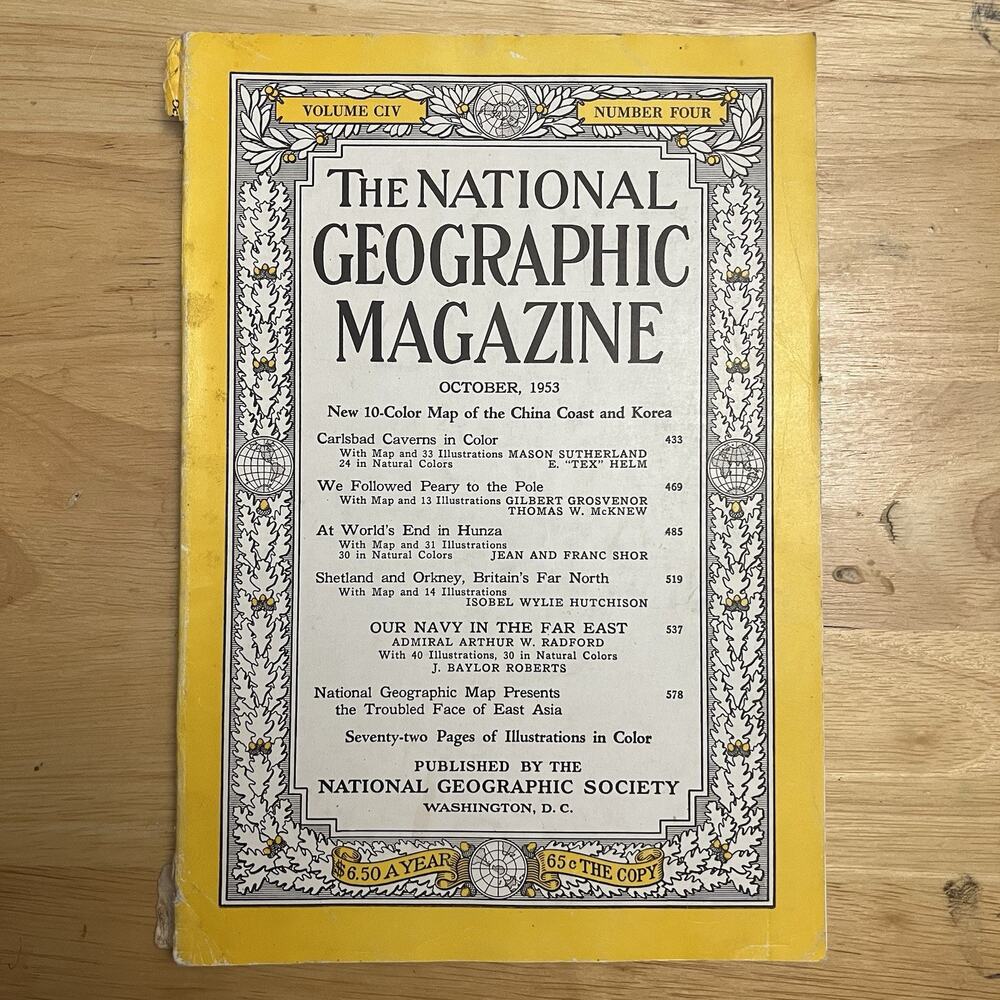 National Geographic October 1953 Carlsbad Hunza N Britain Navy In The Far East